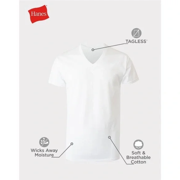 Hanes Tagless V-Necks Super Value Pack - Classic White - Picture 7 of 8